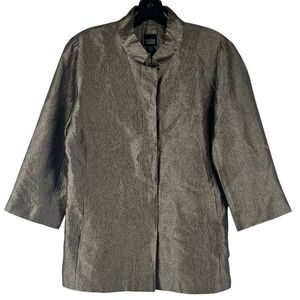 Eileen Fisher Silk Textured 3/4 Sleeve Blazer Small